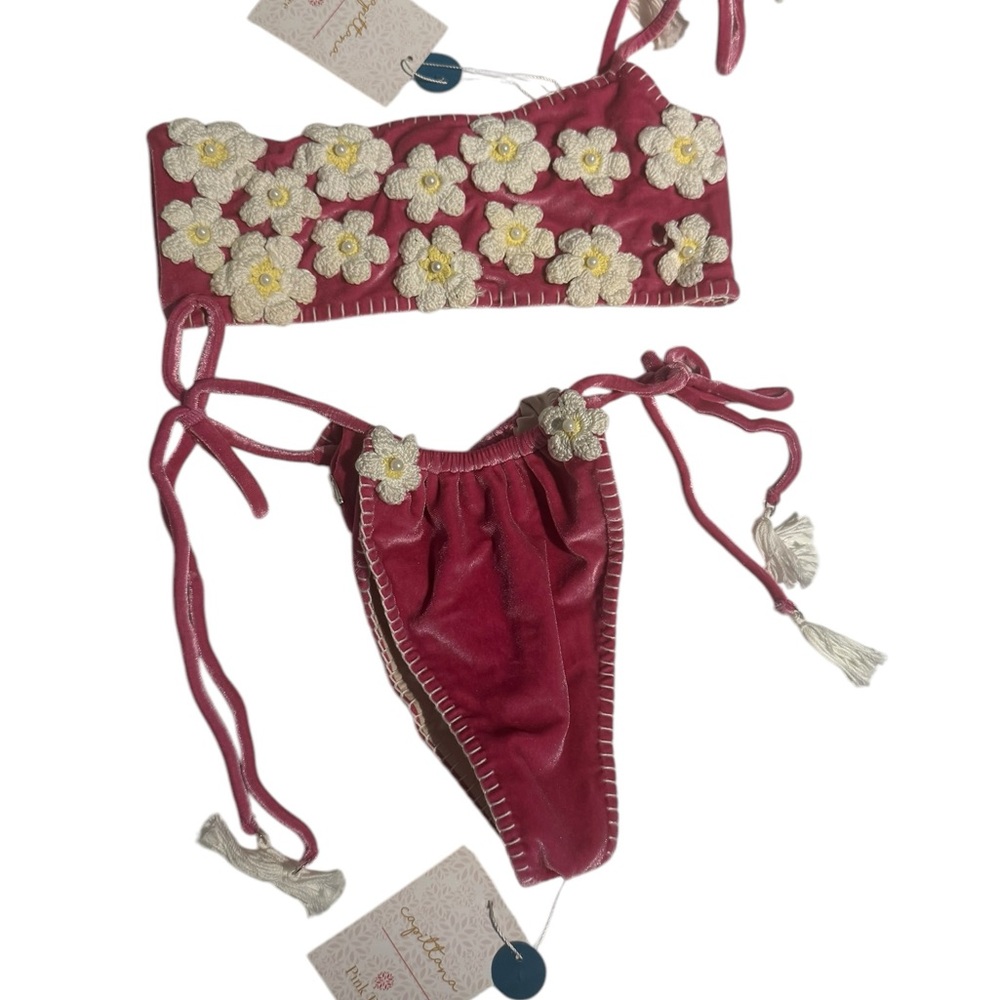 NWT Capittana Pink Velvet Bikini Set Size Small - Picture 3 of 5